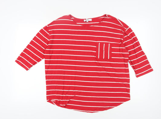 Capsule Women's Plus Red Striped Basic T-Shirt
