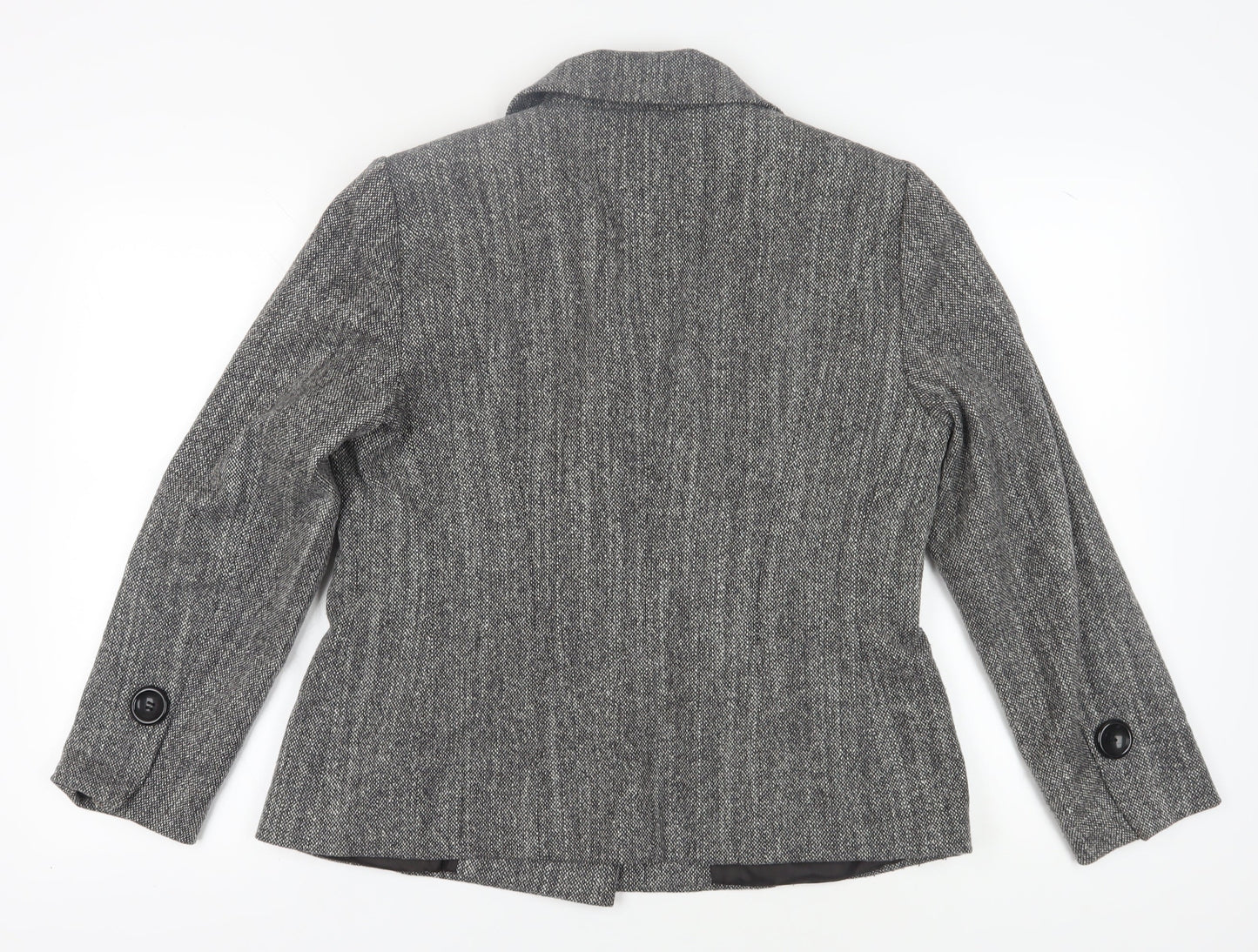 Apanage Women's Grey Wool Blazer, Size 14 Double Breasted