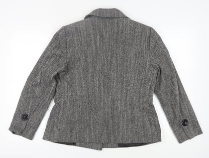 Apanage Women's Grey Wool Blazer, Size 14 Double Breasted