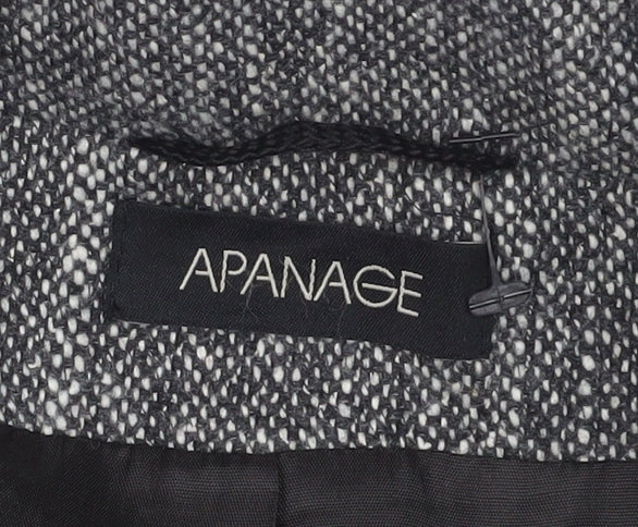 Apanage Women's Grey Wool Blazer, Size 14 Double Breasted