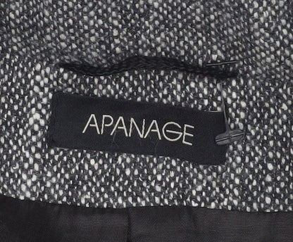 Apanage Women's Grey Wool Blazer, Size 14 Double Breasted