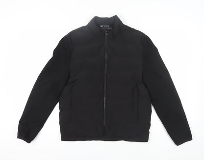 Zara Men’s Black Bomber Jacket, Size M, Casual Style
