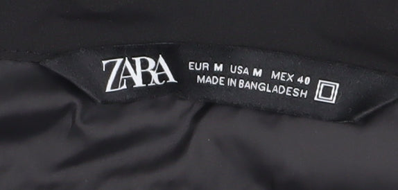 Zara Men’s Black Bomber Jacket, Size M, Casual Style