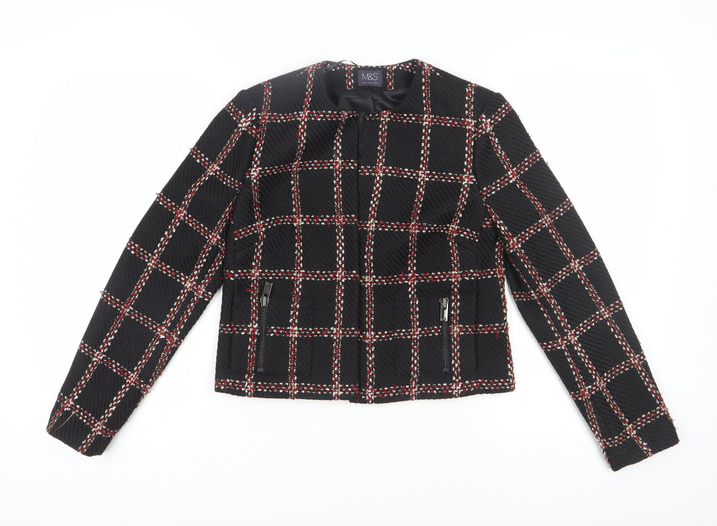 Marks and Spencer Women's Black Check Blazer Size 10