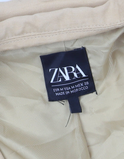 Zara Beige Women's Blazer, Size M, Mid-Length, Lined