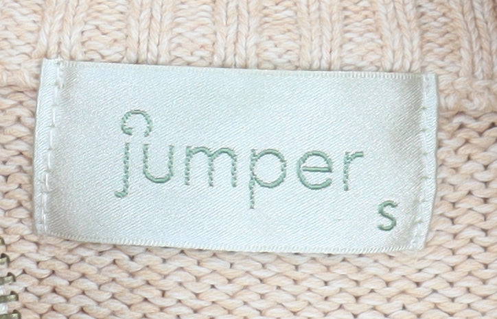 Womens UK Size S Jumper Beige Basic Jacket