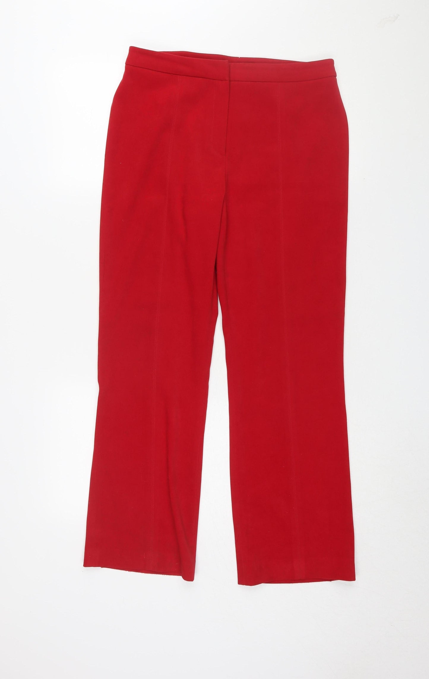 Womens UK Size 12 Bay Regular Fit Straight Red Trousers