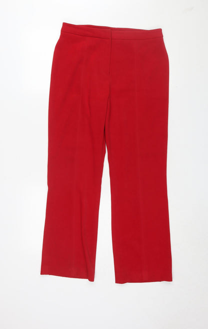 Womens UK Size 12 Bay Regular Fit Straight Red Trousers