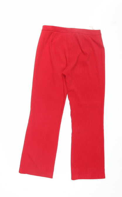 Womens UK Size 12 Bay Regular Fit Straight Red Trousers