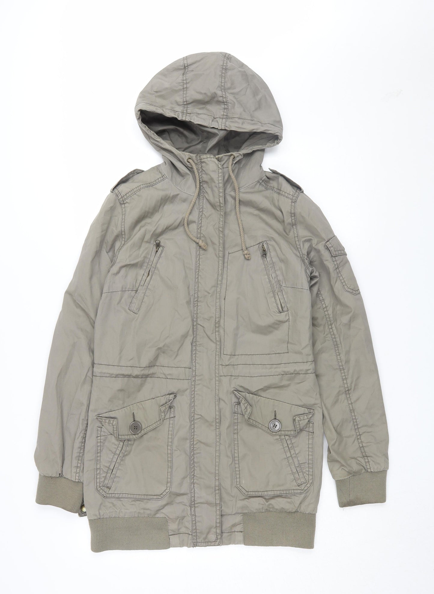 H&M Women's Grey Parka Jacket, Size 10, Autumn Style