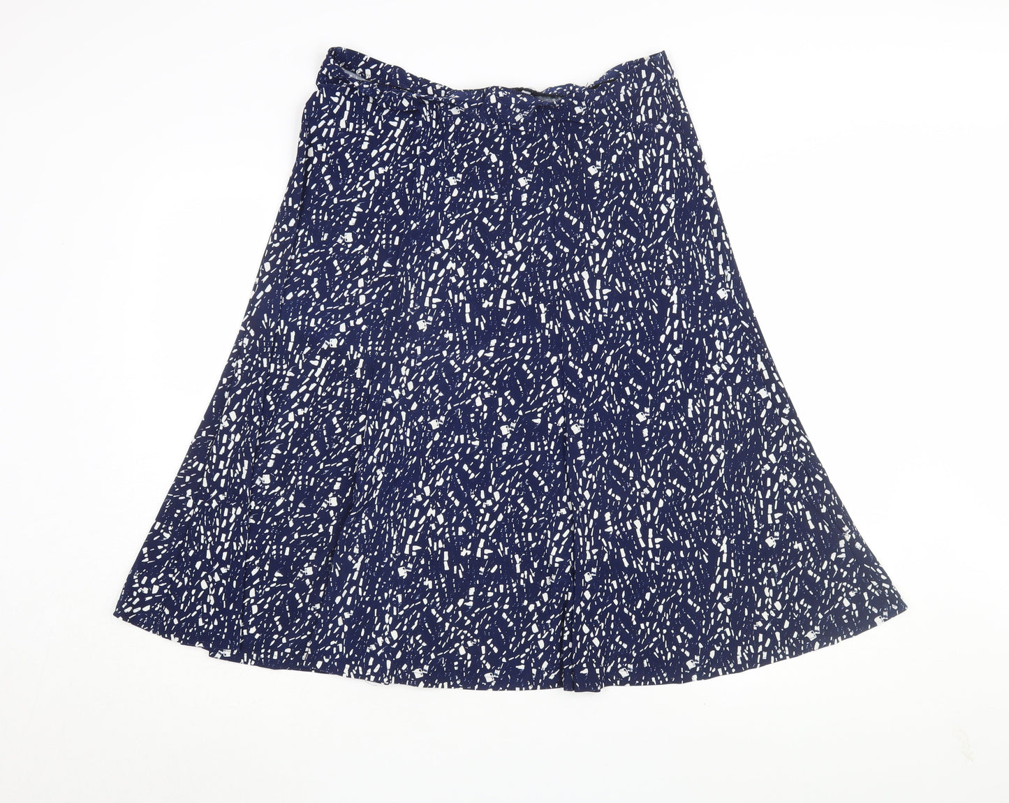 BM Collection Women's Blue A-Line Skirt, Size 14, Geometric