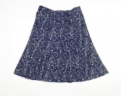 BM Collection Women's Blue A-Line Skirt, Size 14, Geometric