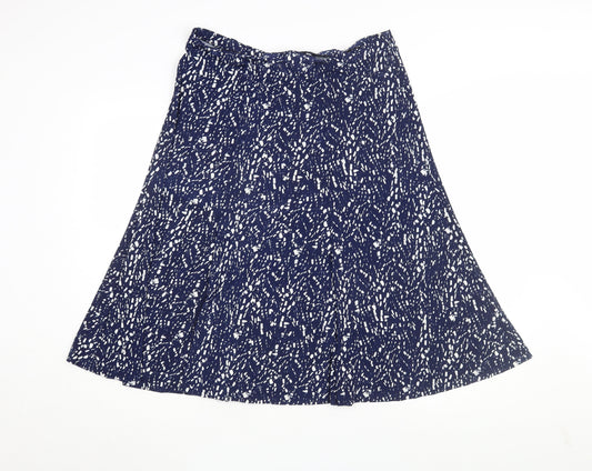 BM Collection Women's Blue A-Line Skirt, Size 14, Geometric
