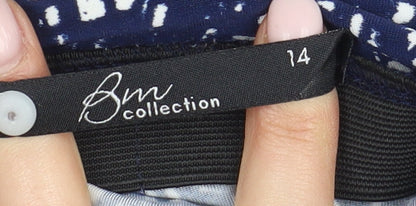 BM Collection Women's Blue A-Line Skirt, Size 14, Geometric