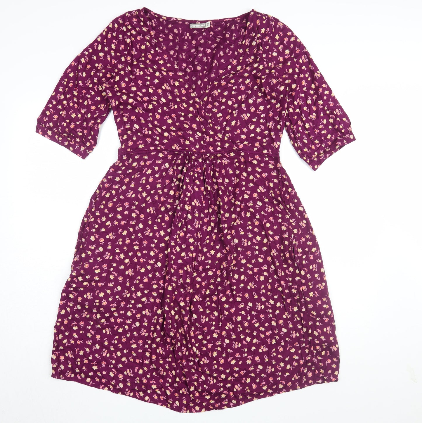 Vertbaudet Women Purple Floral A-Line Dress Size 8