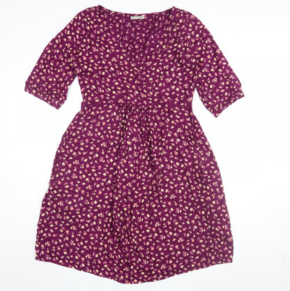 Vertbaudet Women Purple Floral A-Line Dress Size 8
