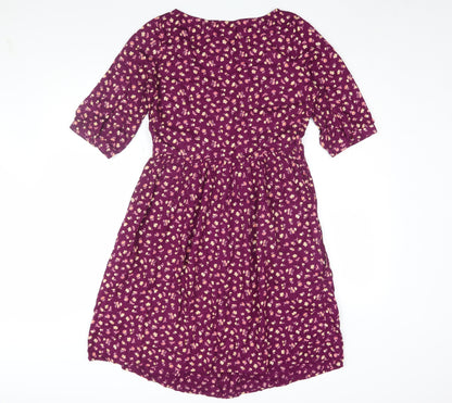 Vertbaudet Women Purple Floral A-Line Dress Size 8