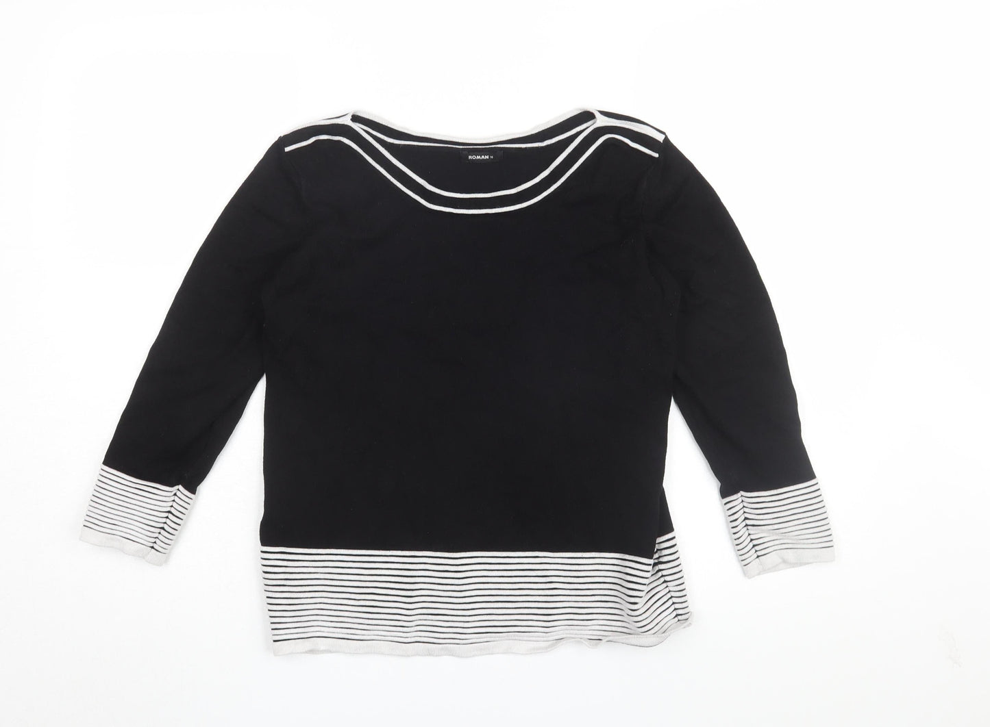 Womens UK Size 16 Roman Black Basic Blouse