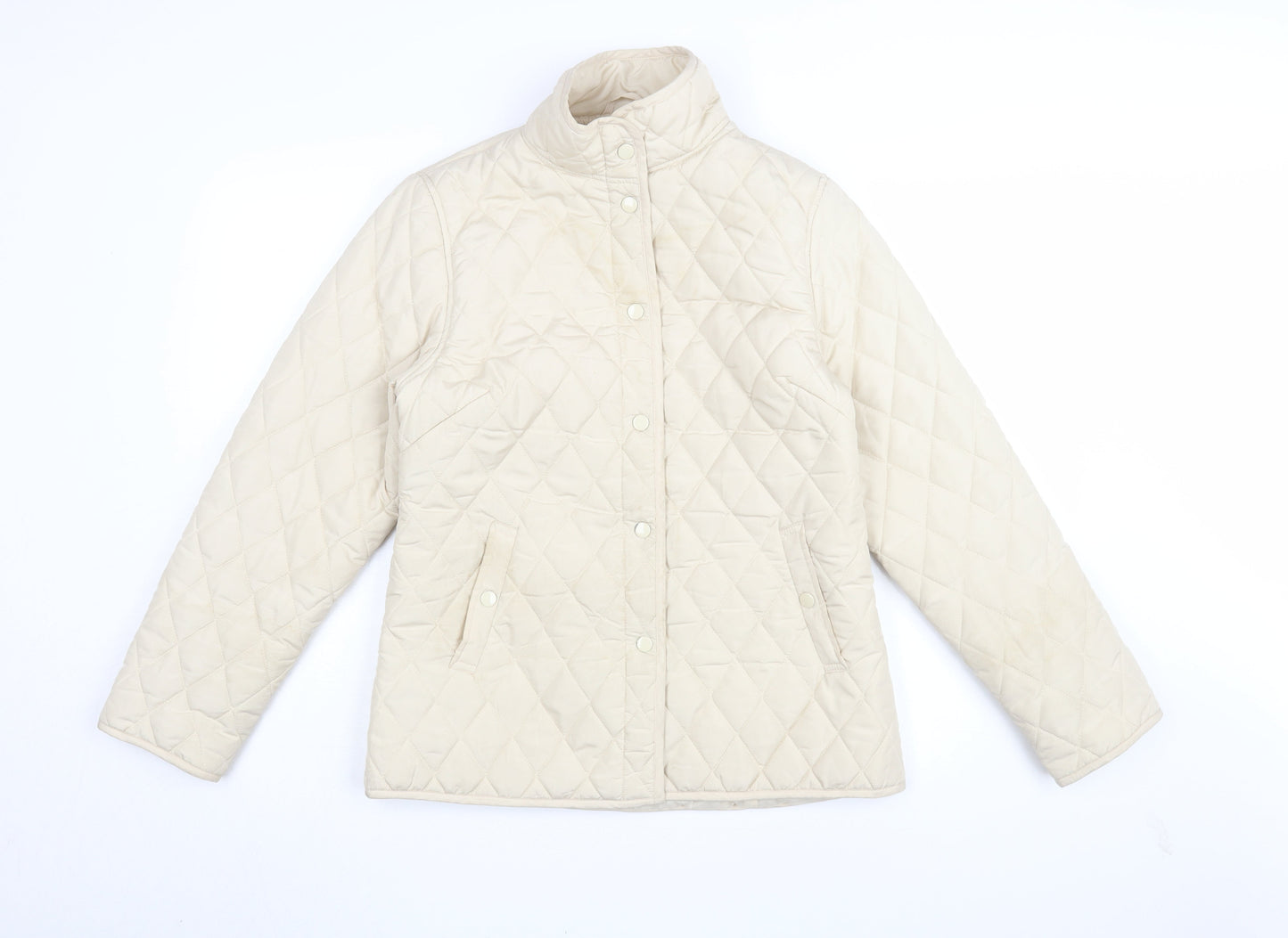 Womens UK Size S Pure & Natural Beige Quilted Coat