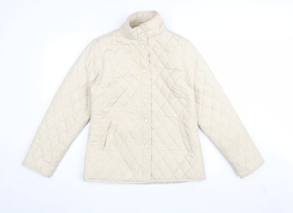 Womens UK Size S Pure & Natural Beige Quilted Coat