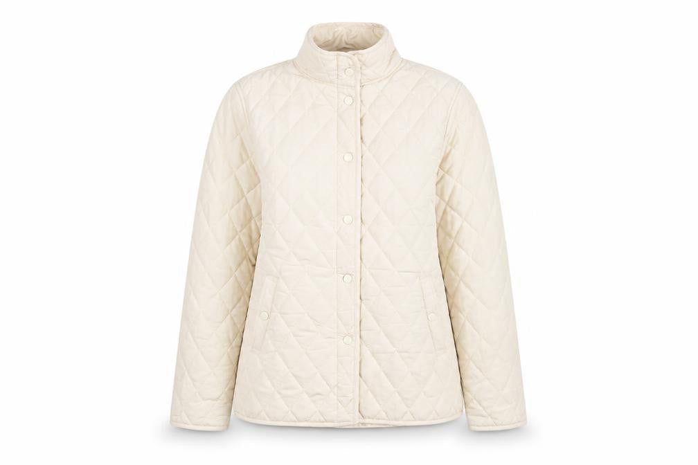 Womens UK Size S Pure & Natural Beige Quilted Coat