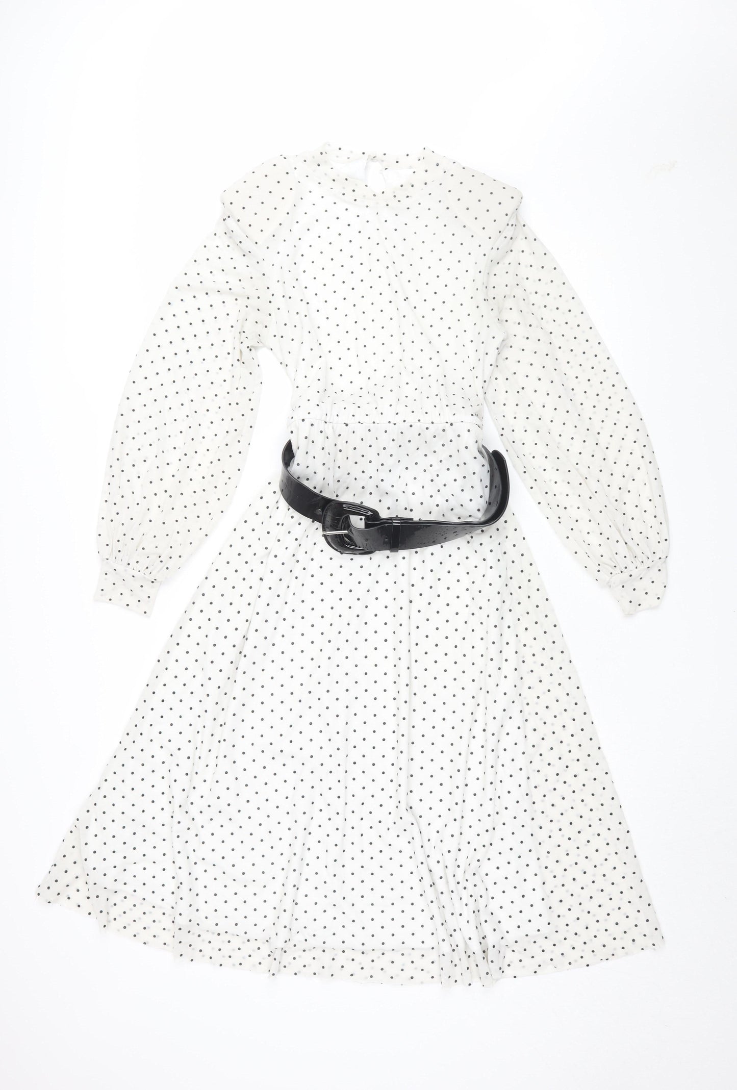 Reserved Women's White Polka Dot A-Line Dress XS