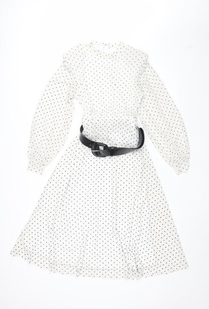 Reserved Women's White Polka Dot A-Line Dress XS