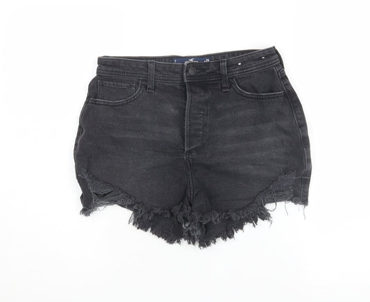 Hollister Women Black Mom Shorts, Size 8, High Waist Denim
