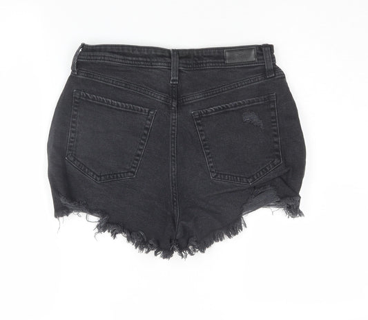 Hollister Women Black Mom Shorts, Size 8, High Waist Denim