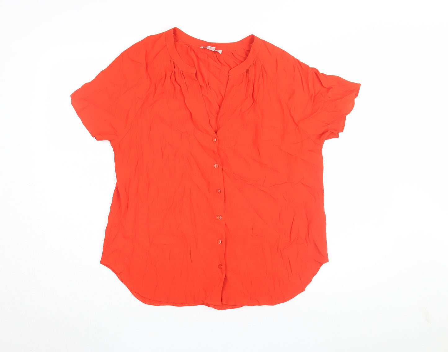 Womens UK Size 14 Monsoon Red Basic Button-Up