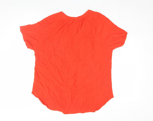 Womens UK Size 14 Monsoon Red Basic Button-Up
