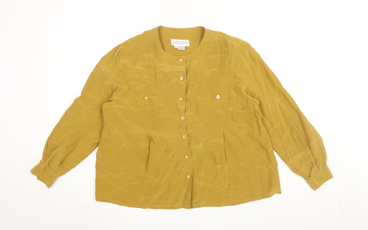 Sunny Leigh Women’s Yellow Silk Blouse, Size L