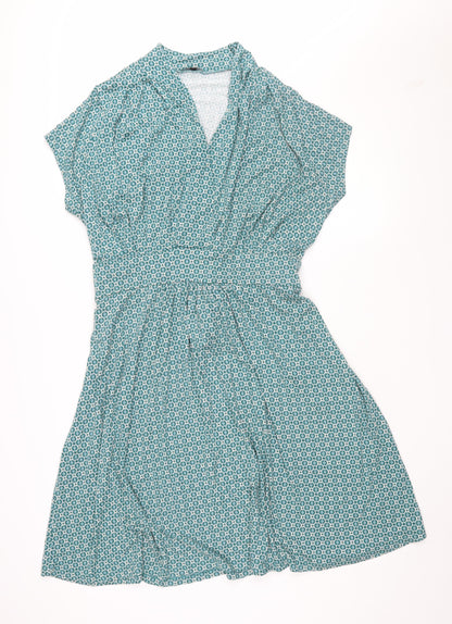 Anne Weyburn Women's Green Geometric Wrap Dress