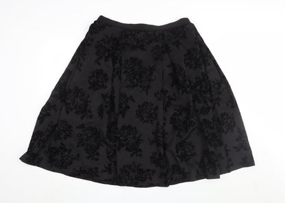 First Avenue Women's Black A-Line Floral Skirt Size 8