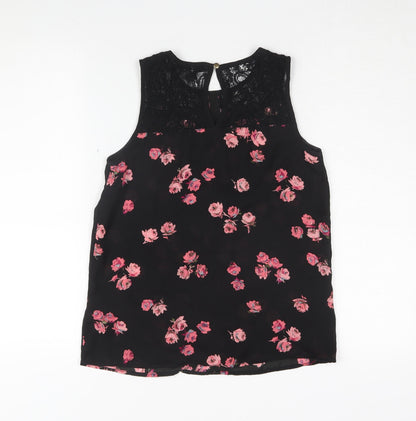 Womens UK Size 8 Oasis Black Tunic Blouse