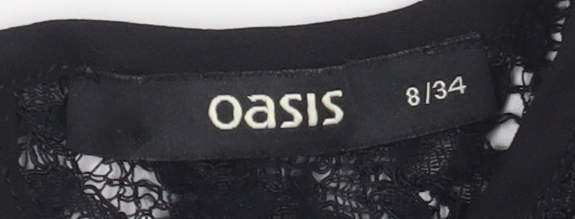 Womens UK Size 8 Oasis Black Tunic Blouse
