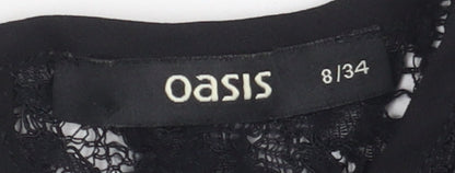 Womens UK Size 8 Oasis Black Tunic Blouse