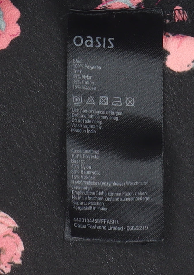 Womens UK Size 8 Oasis Black Tunic Blouse