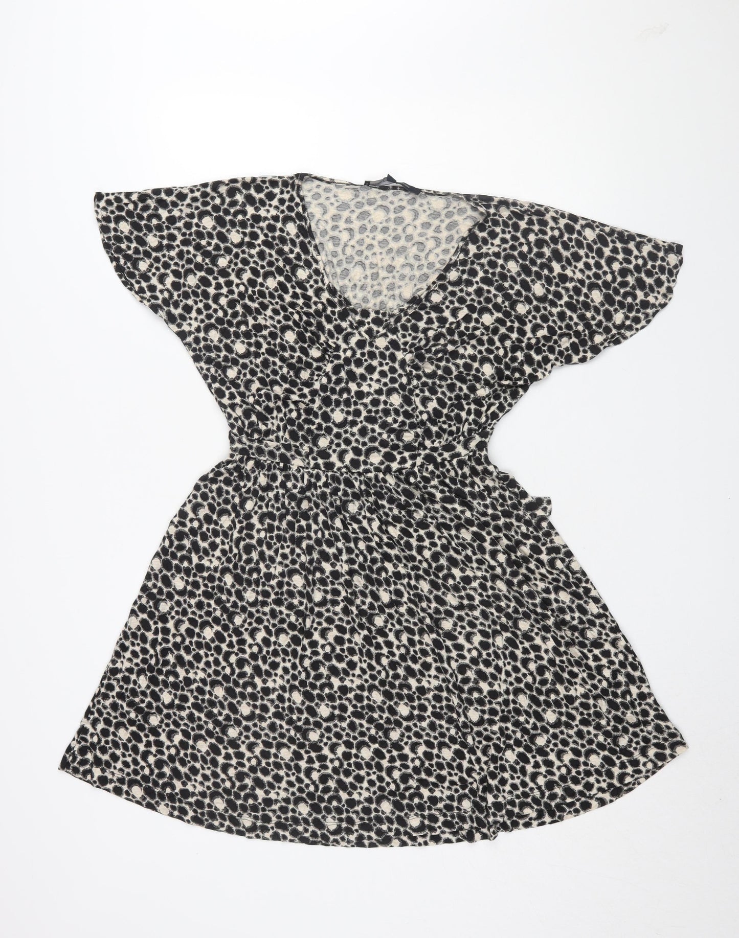 French Connection Women's Black Animal Print Shift Dress Size 10