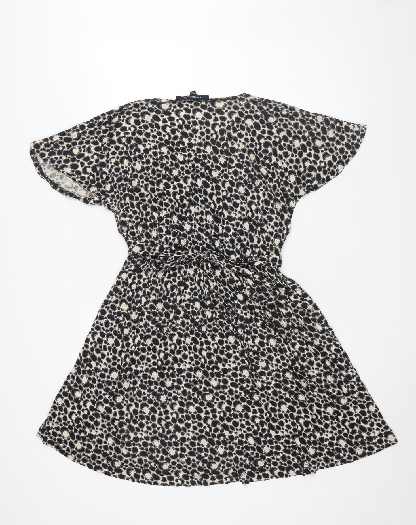 French Connection Women's Black Animal Print Shift Dress Size 10