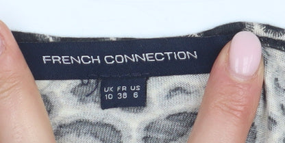 French Connection Women's Black Animal Print Shift Dress Size 10