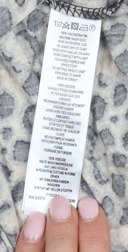 French Connection Women's Black Animal Print Shift Dress Size 10