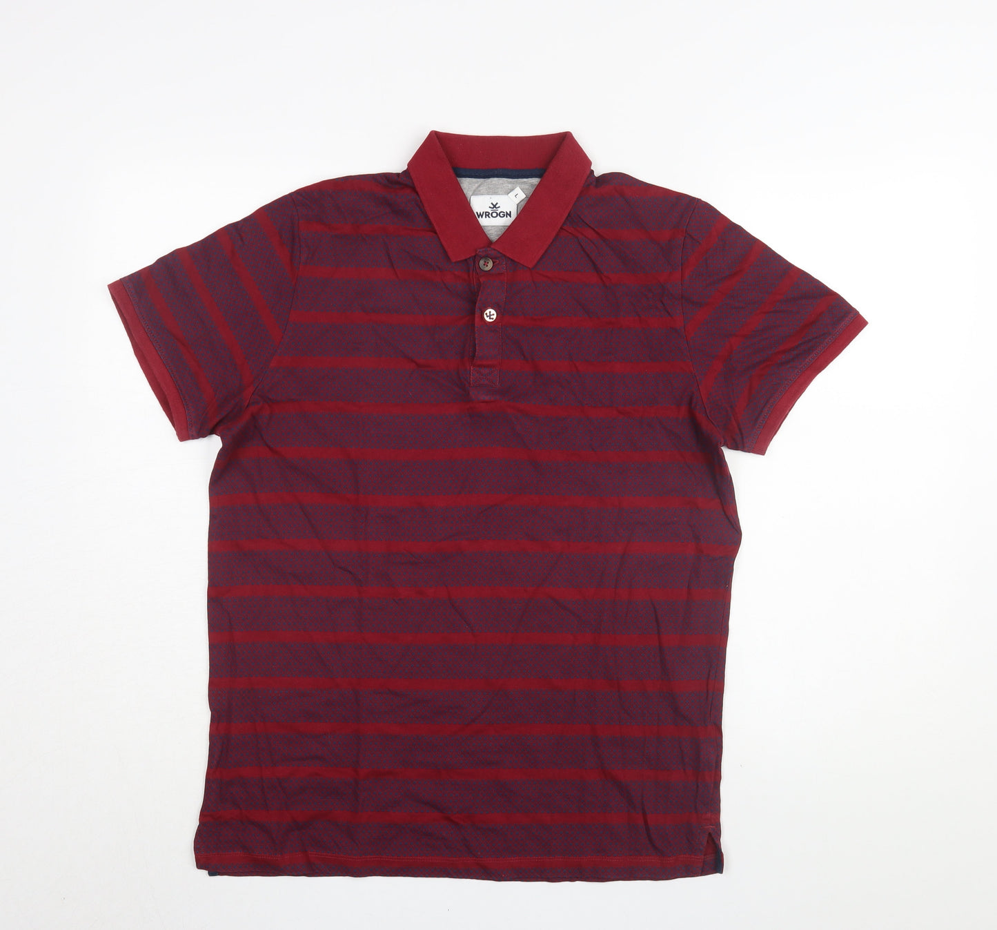 WROGN Men's Red Striped Polo Shirt L Cotton