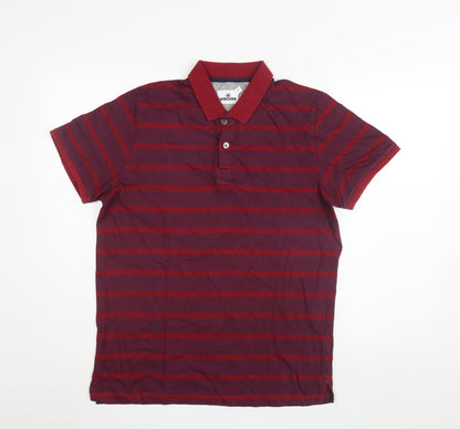 WROGN Men's Red Striped Polo Shirt L Cotton