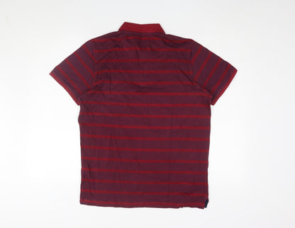 WROGN Men's Red Striped Polo Shirt L Cotton