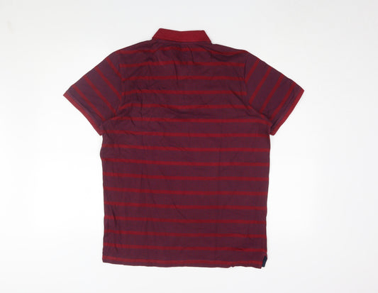 WROGN Men's Red Striped Polo Shirt L Cotton