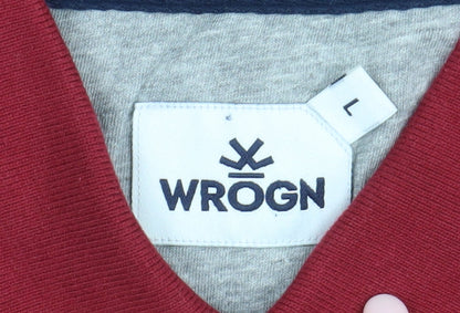WROGN Men's Red Striped Polo Shirt L Cotton
