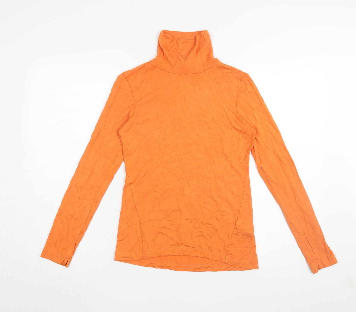 French Connection Women's Orange High Neck Long Sleeve Top