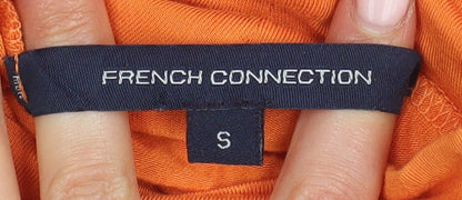 French Connection Women's Orange High Neck Long Sleeve Top