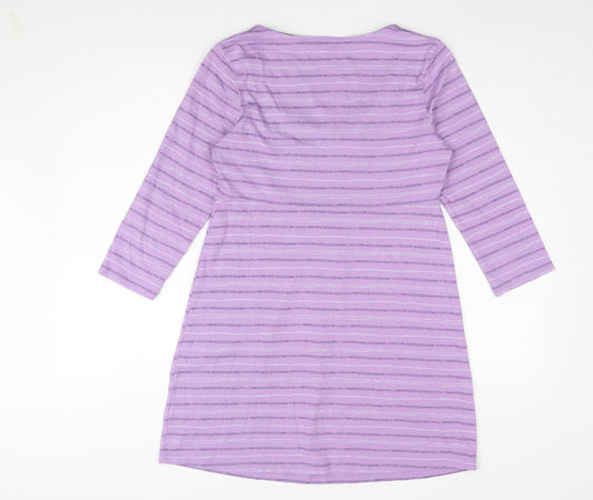 White Stuff Women's Purple Striped Shift Dress UK 10